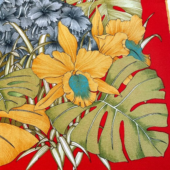 Vintage Salvatore Ferragamo Silk Scarf – Jungle Cubs & Tropical Foliage - Picture 4 of 15